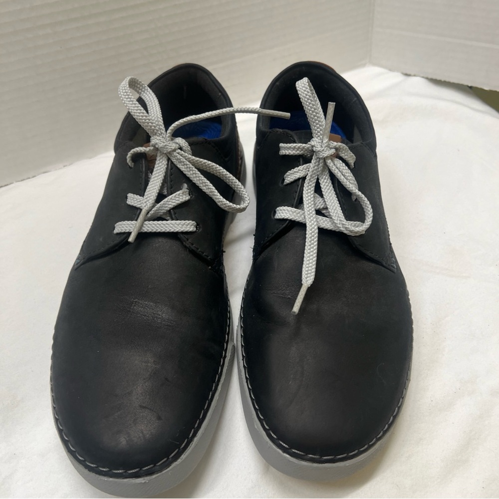 Clarks Collection Black Leather Comfort Oxford Shoes Mens 7.5